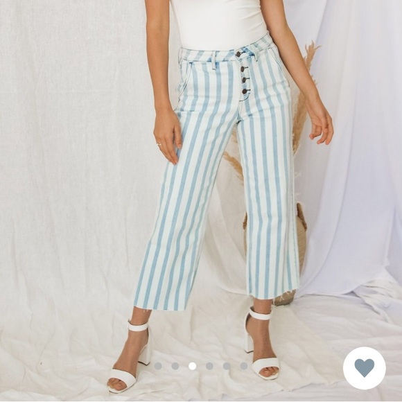 12th Tribe Denim - Malibu striped high-rise jeans